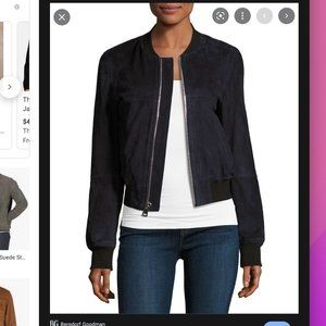 Theory Daryette Suede Bomber Jacket Black Small S